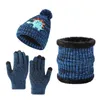 Bérets pour enfants, ensemble de gants, écharpe, chapeau d'hiver, accessoires confortables pour enfants, 3 pièces tricotées, élastiques doux pour l'extérieur