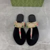 Designer Slides Damen Flip Flops Leder Damen Sandale mit doppeltem Metall Schwarz Weiß Braun Hausschuhe Sommer Strand Sandalen mit Box