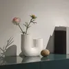 Vases Morandi Pink Straight Ceramic Vase Decoration Ins Style Home Soft Desktop Flower Container