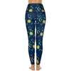 Women's Leggings Glod Moon Sexy Sun And Stars Print Push Up Yoga Pants Novelty Stretch Leggins With Pockets Custom Workout Sports Tights