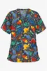 Dames T-shirts Zomer V-hals Scrub Top Dames Gedrukt Werkuniform Shirt Korte mouw Blusas Verpleging Jurk Tuniek