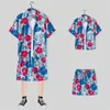 Męskie dresy 2 sztuki Zestaw hawajskie koszule na plażę szorty męskie swobodny streetwear lato 12 kwiatowy nadruk luźne garnitury z krótkim rękawem