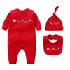 Baby Rompers Clothing Sets Newborn Infant Bodysuit With Cap Baby Bib 100% Cotton Romper Children Onesies Jumpsuits Boy Girl Clothes CXD23010303