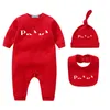 Baby Rompers Clothing sätter nyfödda spädbarnskroppar med cap baby haklapp 100% bomull romper barn onesies jumpsuits pojke flickkläder cxd23010303