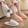 Slippers Couple Home Cotton Shoes Autumn Winter Plush Platform Mules Indoor Fleece Warm EVA Soft Flat Bedroom