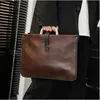 Briefcases Men's Brand Designer Briefcase Crazy horse PU Leather Handbags Business office File bag Vintage Messenger Bags Casual work 231030