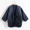 Vêtements ethniques Hanten Veste avec poche Femmes Hiver Vêtements japonais Cardigan Lace Up Coton Rembourré Traditionnel Hommes Tops