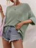 女性用セーター韓国スタイルのニットウェアセーター女性2023夏の秋、特大の固形袖のニットプルオーバーファッションストリート