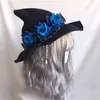Halloween Witch Hat Cosplay Gorgeous Dark Girl Lolita Accessories Bow Ribbon Rose Carnival Party 230920