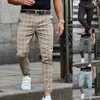 Pantaloni da uomo Matita Pantaloni casual autunnali invernali Modello a quadretti larghi per l'uso quotidiano