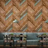 Wallpapers Retro Herringbone Wooden Texture Wallpaper Kitchen Renovation Sticker Pvc Waterproof DIY Living Room Bedroom