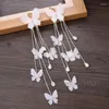 Pendientes colgantes 100 par/lote, borla larga, mariposa para mujer, boda, joyería de moda, diamantes de imitación, Brincos de cristal