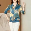 Kvinnorjackor Spring Autumn Long Sleeve Thin Silk Satin Jacket For Women Vintage Printed Coat Korean Style Zip Up Cardigan Tops