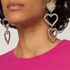 Boucles d'oreilles pendantes en strass pour femmes, pendentif en forme de cœur d'amour, en cristal, pour fête de mariage, mode de luxe, accessoires de bijoux, vente en gros