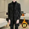 High-end sensação masculina moda bonito todo casaco de lã terno colarinho longo trench coat casaco de lã grosso casual jaqueta de inverno dos homens