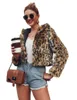 Pele feminina zt0007 europa e américa outono inverno roupas plus size feminino leopardo impressão falso casaco com capuz de pelúcia curto casaco