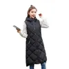 Women's Vests Femmes sans manches gilet longue doudoune solide corée à capuche rembourré gilets lâches femmes dames mode décontracté hiver manteau 231030