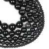 Smooth Natural Stone Pärlor Black Obsidian Round Loose Spacer Pärla för smycken som gör DIY charmarmband halsband Tillbehör Fashion Jewelrybeads