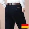 Calças masculinas duplo plissado veludo outono grosso em linha reta solto cáqui preto casual calças masculinas cintura alta 231027