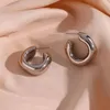 Boucles d'oreilles créoles gothiques, couleur argent exquise, acier inoxydable lisse, épais et léger, Tube rond PVD martelé, bijoux d'oreille