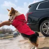 Cão vestuário pet capa de chuva com anel de tração fivela ajustável cor brilhante filhote de cachorro zip jaqueta de chuva à prova de chuva