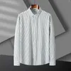 Men's Casual Shirts 2023 Spring And Autumn Style Plus Size Regular Fit Long Sleeve Shirt Thin Non-Iron Business Formal Striped