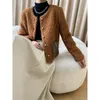 Women's Jackets Women French Brown Woolen Tweed Coat Fashion Leather Pocket Thick Small Fragrance Casual Loose Chic Female Jacket Autumn