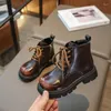 Stiefel Kinder Winter 2023 Mode Britischer Stil Mädchen Für Kinder Kausal Vielseitig Schwarz Rutschfest Jungen Baumwolle