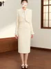 Maje White Standing Neck Short Coat Medium Length Wrap Hip Skirt Two Piece Set
