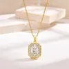 Pendentif Colliers Luxe Carré Bling Zircon Cubique Pour Femmes Mode Charme Bijoux Cadeaux