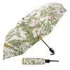 Parasol rośliny kwiaty liście Automatyczne parasol mężczyźni kobiety deszcz wiatroodporne podróże na świeżym powietrzu Słońce trzy składane 8 żebra prezent parasol