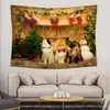 Tapestries 1Pc Christmas Tapestry Polyester Wall Hanging Home Decoration Fabric Banner Cloth For Bedroom Dorm Living Room 231030