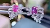 Stud Earrings Fine Jewelry Pure 18K Gold Natural Pink And Purple Sapphire 1.06ct 1.16ct Gemstone Diamonds For Women