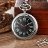 Pocket Watches Luminous Smooth Quartz Watch Fob Chain Locket Dial Hollow Steampunk Men Kvinnor Mens Clock Black Box Reloj de Bolsillo