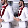 White Men Suits For Wedding Mens Suits Prom Suit Men Groom Tuxedo Blazer Burgundy Shawl Lapel Costume Slim Fit Terno Masculino 201259y