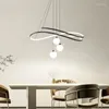 Lustres Nordique LED ronde lustre boule de verre noir télécommande suspension lampe Restaurant salon anneau décor à la maison luminaire