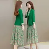 Grundläggande avslappnade klänningar Kvinnors modeklänning 2023 Spring Autumn New Floral Suit Coat Midi kjol Tvådel koreanska eleganta formella tillfällen klänningar yq231030