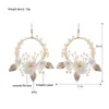 Dangle Earrings Light Gold Color Luxury Women Large Alloy Pearl Ceramic Flowers Bridal Ear Clip Wedding Ball Accessories