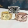 Luxury Fashion Full Diamond Kaleidoscope Ring Delicate Provering bleknar inte Allergic Vanly Cleefly Classic Ring