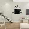 Relógios de parede Design moderno espelho relógio xícara de café silencioso casa auto-adesivo adesivo de quartzo cozinha