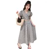 Kläder sätter sommar tonåring flickor kläder set vintage kändis stil bubbla topp lång kjol 2st 4-15 barn kostym polka dot mode outfit