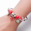 Charm Bracelets Design Fashion Stainless Steel Bangles Color Red Enthusiasm Heart Beads For Women Feminina Special Jewelry