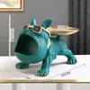 Decoratieve objecten beeldjes Cool Franse Bulldog Butler Decor met dienblad Grote mond Hond Standbeeld Thuis Opbergdoos Dierenhars Beeldje Kunstcadeau 231027