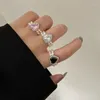 Klusterringar jwer pärla zirkon för kvinnor elastiska rep älskar strass finger ring vintage fest smycken bröllopstillbehör gåvor