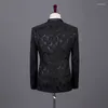 Men's Suits Spring Autumn Jacquard Luxury Groom Wedding Dress Slim Male Dark Pattern Suit 3 Pieces Blazer Sets Jacket Vest Pants