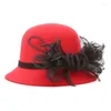 Berets Handmade Bucket Hat Flower Decorated For Tea Party Girls Women D5QB