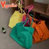 Shopping Bags Yogodlns Summer Large Capacity Tote Bag Female Candy Color Canvas Shoulder Bag Travel Handbags Shopping Girls Pouch Tote Bolsas 231030