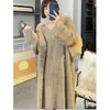 Casual Kleider Kleid Pullover Nerz Haar Lange Über Knie Gestrickte Frauen Herbst Und Winter Lose Pullover Weibliche Tops