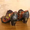 Geklede schoenen Johnature Mode Dames Hoge Hakken 2023 Kleurrijk Gradiënt Fijn Sprankelend Retro Romantische Bloem Veelzijdige Dame Pumps