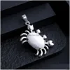 Charms Natural Stone Crab Charm Pendant Necklace Cabochon Crystal Beads Cute Ocean Animal Necklaces Jewelry For Girl Women Drop Delive Dhkpg